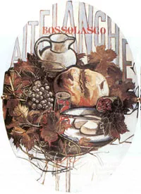Insegna del 1996 - Insegna dell'artista Giacomo Soffiantino (1929) per l'hotel Alte Langhe di Bossolasco
