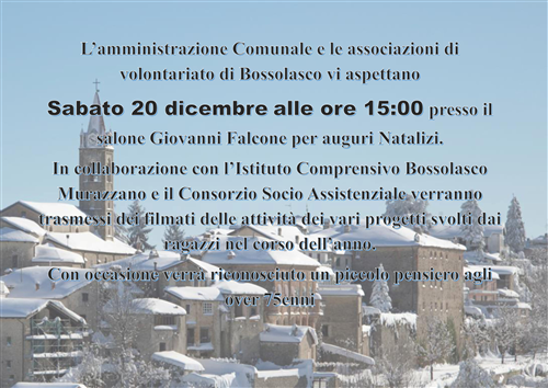 Invito aperto a tutti - Sabato 20 dicembre presso Salone Falcone
